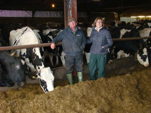 John and Rachel with their prize-winning Holsteins.