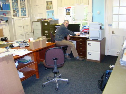 Rory Christie back in the busy farm estate office.